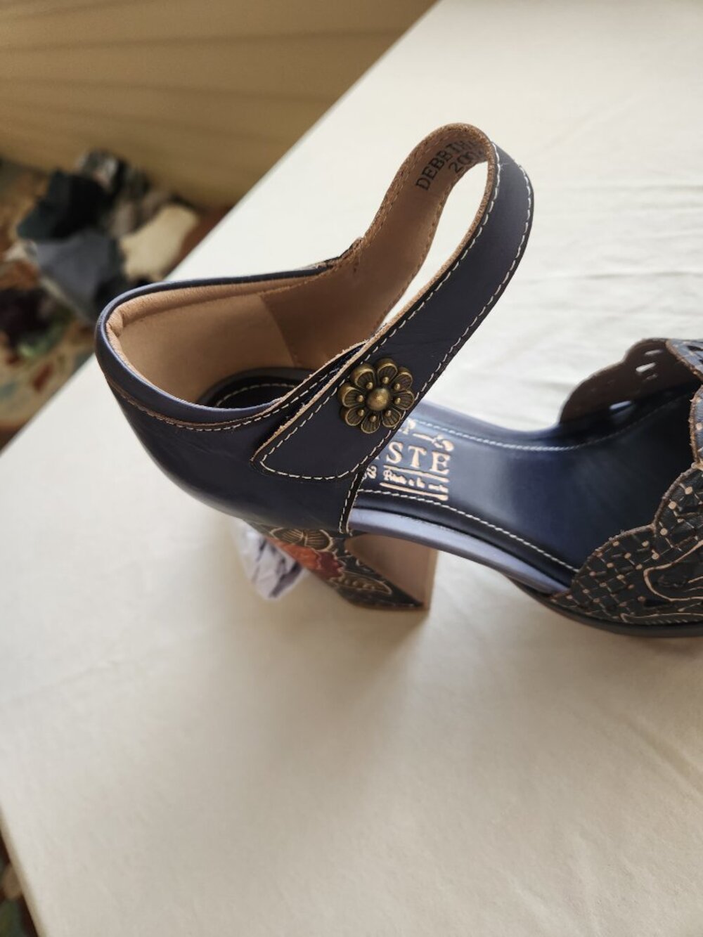 L'Artiste by Spring Step Debbihary Sandal/Heels Navy Multi Size 36 US 5.5-6 NIB - Picture 9 of 16